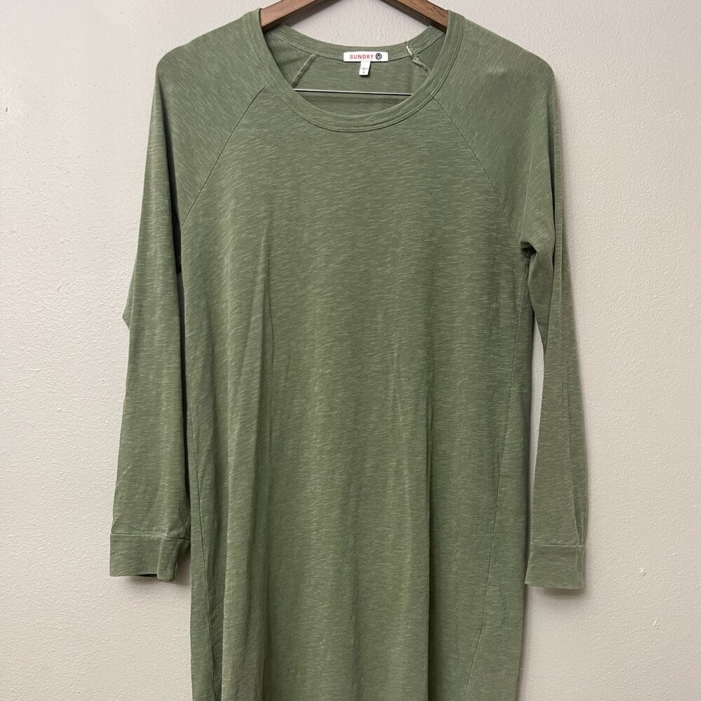 Sundry Olive Green Cotton Blend Tshirt Dress Size Small